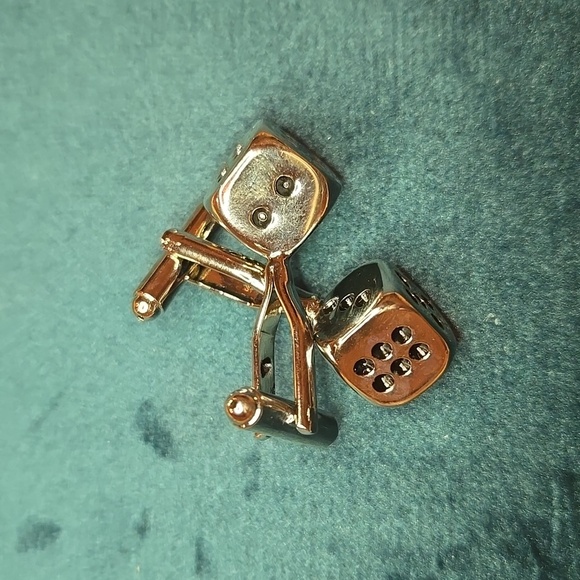 Silver and Black Modern Dice Stainless Steel Cuff Links Brand New - Picture 11 of 11